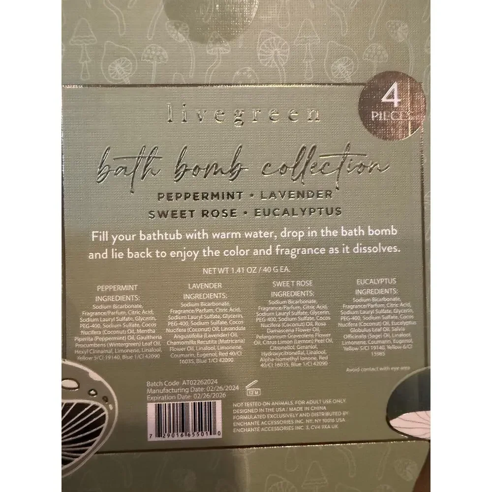 Livegreen 4 Piece “Mushroom” Bathbomb Set NIB